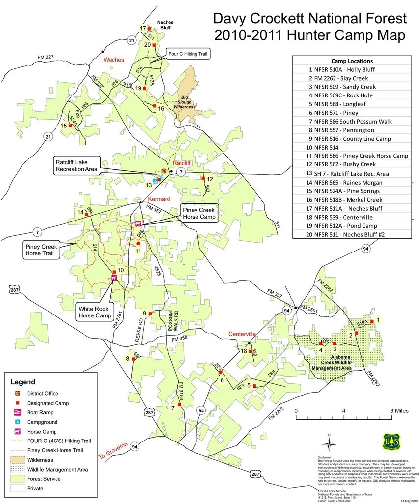 Davy Crockett National Forest - Maplets - Crockett Texas Map