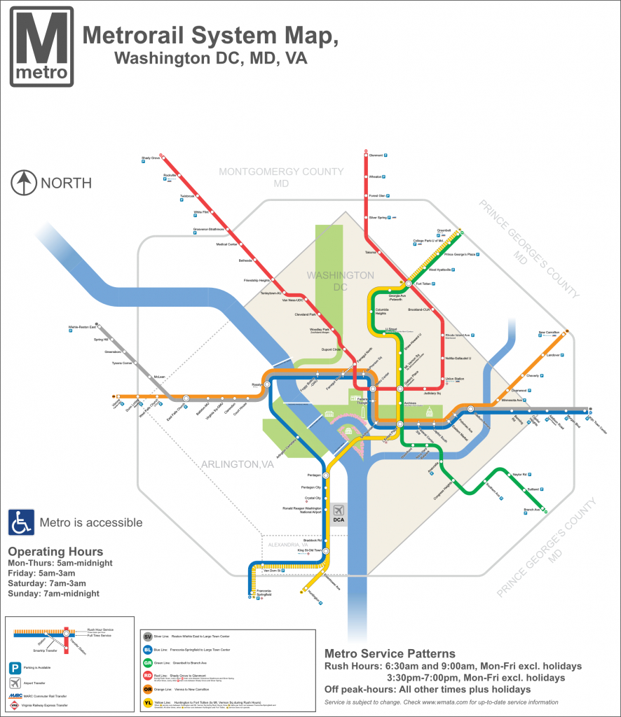 Printable Metro Map Of Washington Dc Free Printable Maps