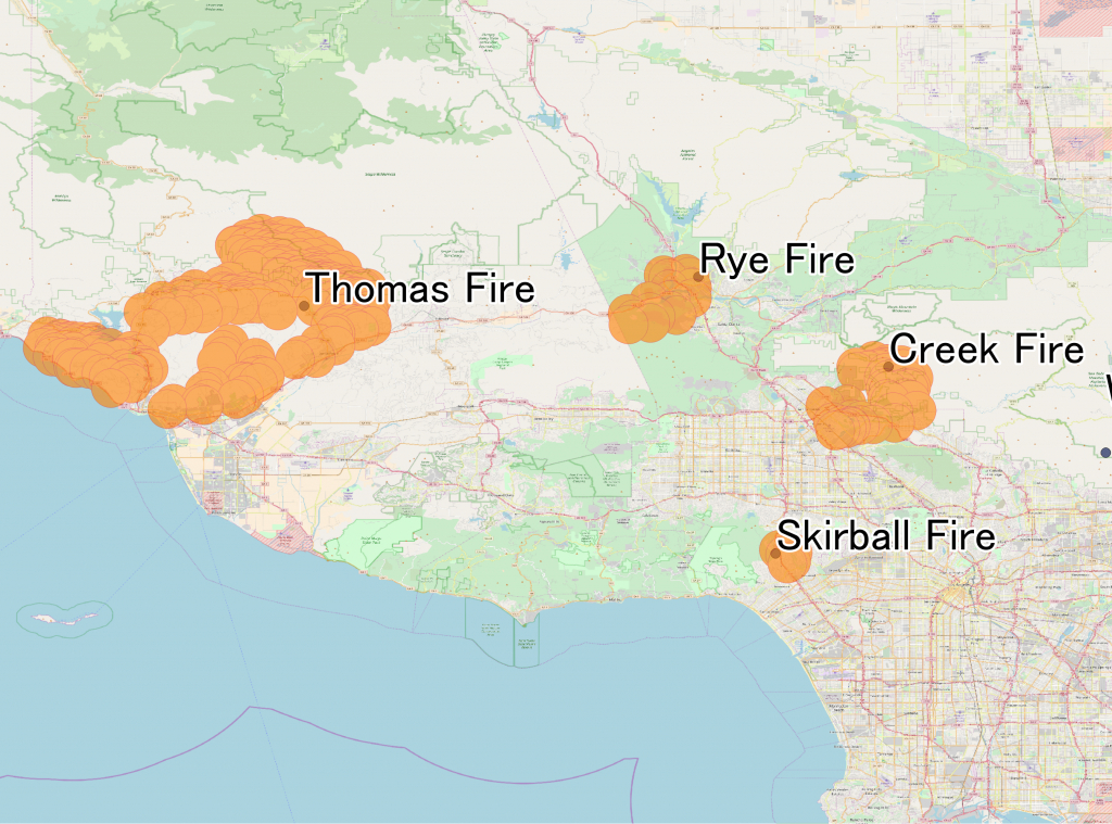 December 2017 Southern California Wildfires - Wikipedia - Map Showing Current Fires In California