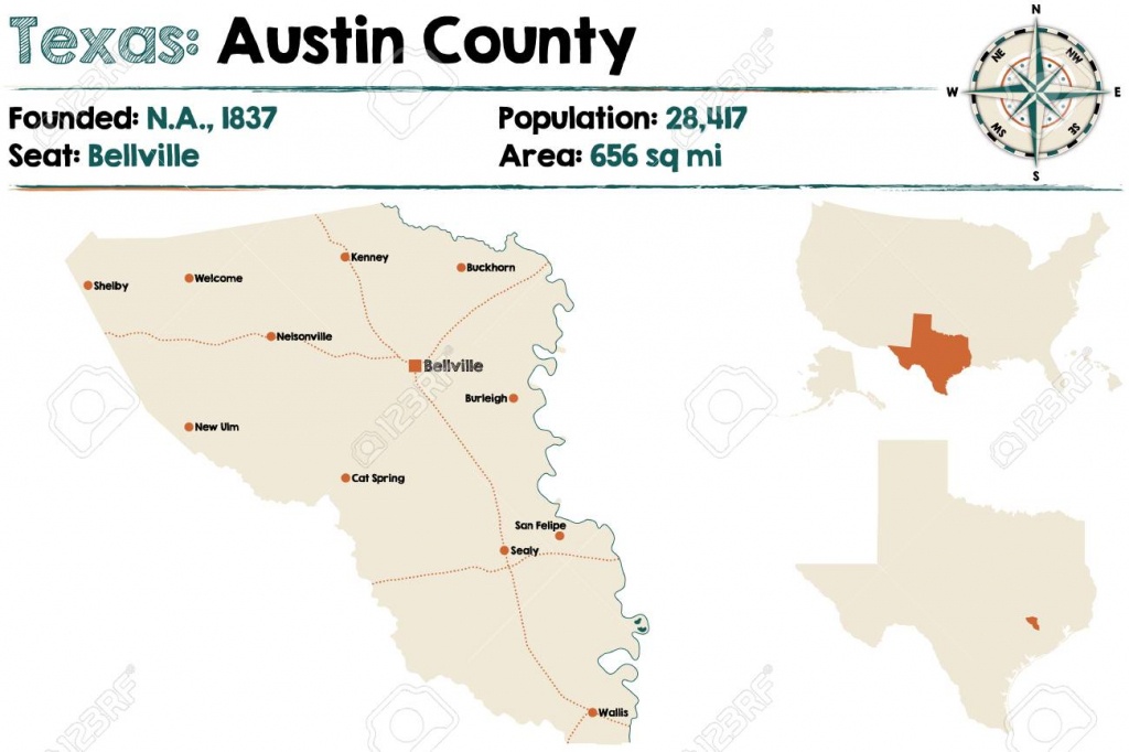 Detailed Map Of Austin County In Texas, United States - Austin County Texas Map