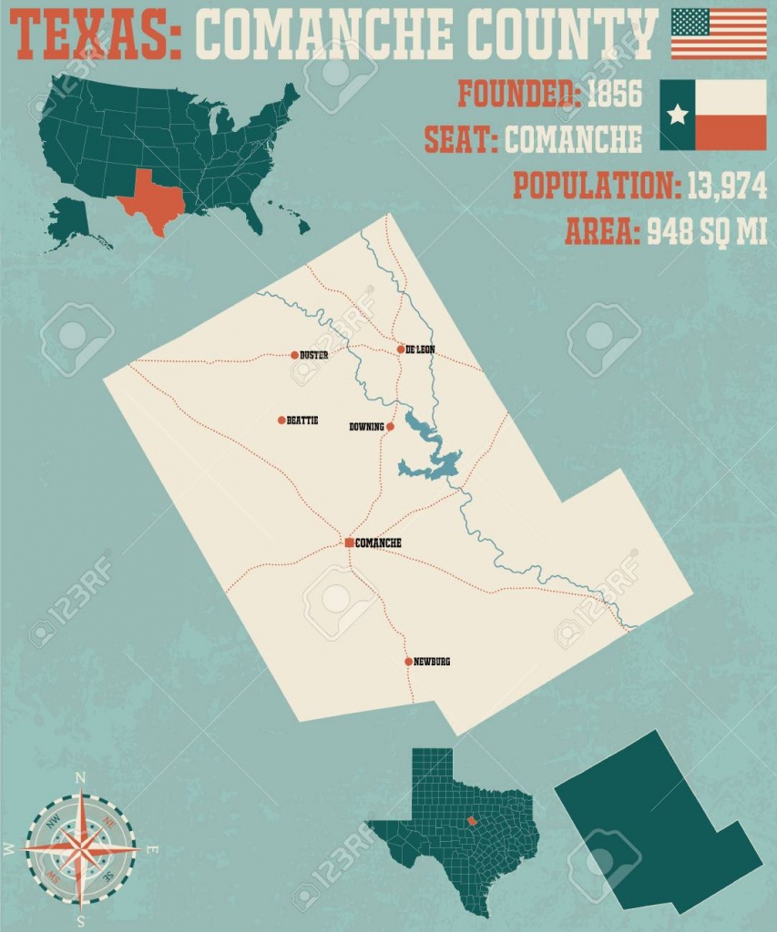 Detailed Map Of Comanche County In Texas, United States Clip Art - Comanche County Texas Map
