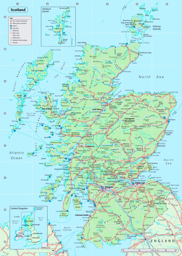 Detailed Map Of Scotland Printable Map Of Scotland 