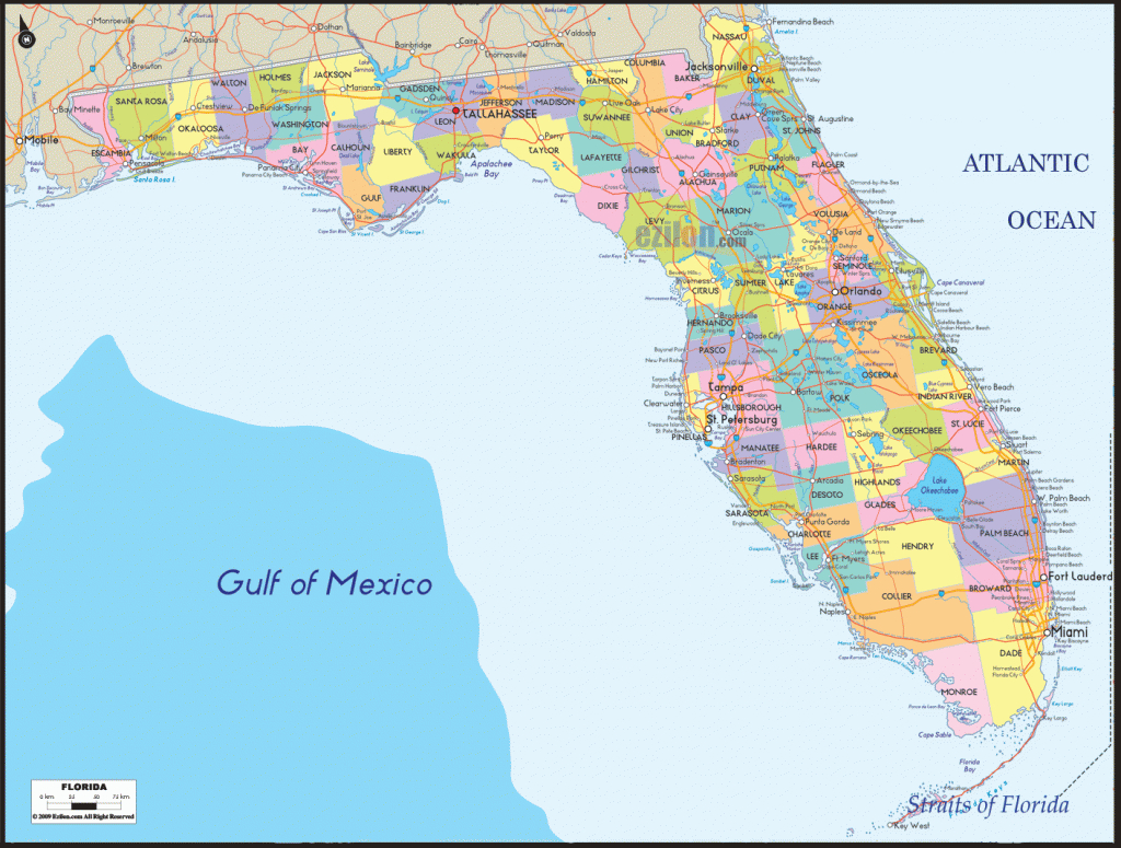 Detailed Political Map Of Florida - Ezilon Maps - Map Of West Coast Of Florida Usa