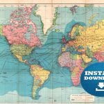 Digital Old World Map Printable Download. Vintage World Map. | Etsy   Vintage World Map Printable