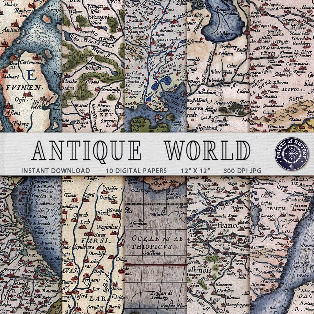 Digital Paper Antique Maps Printable Scrapbooking Map Paper | Etsy - Printable Map Paper