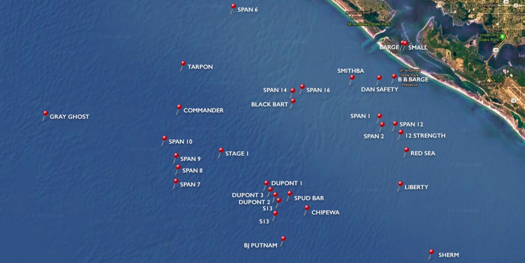 Dive Sites | Panama City Diving - Map Of Panama City Beach Florida