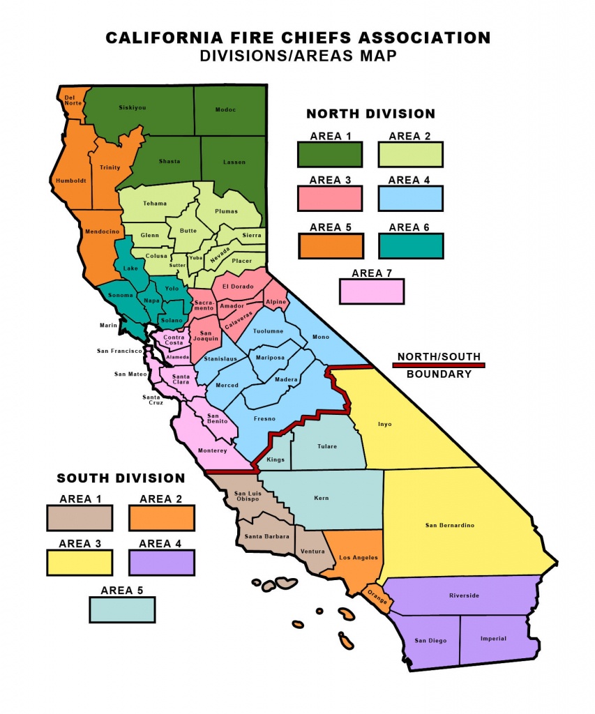 Divisions And Area Map - California Fire Chiefs Association - Where Are The Fires In California Right Now Map