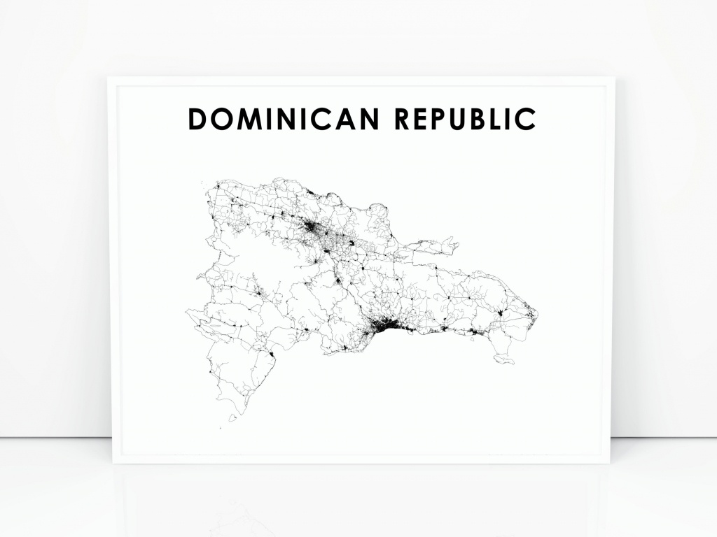 Dominican Republic Map Print Road Map Art Poster Dominicana | Etsy - Printable Map Of Dominican Republic