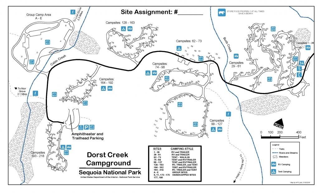 Dorst Creek Campground - Sequoia &amp;amp; Kings Canyon National Parks (U.s. - California Rv Camping Map