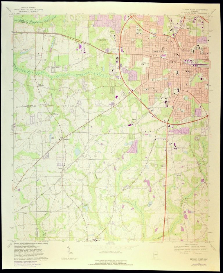 Dothan Map Of Dothan Alabama Art Print Wall Decor Large Topographic Usgs Printable Maps 768x940 
