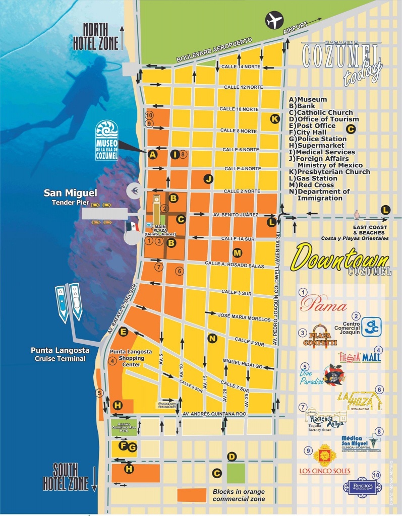 Downtown Cozumel Map | Cozumel In 2019 | Cozumel Cruise, Cozumel - Printable Map Of Cozumel Mexico