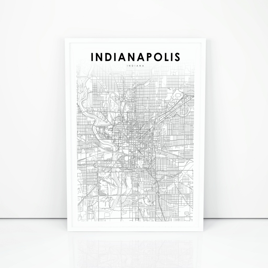 Downtown Indianapolis Map Print Indiana In Usa Map Art | Etsy - Downtown Indianapolis Map Printable