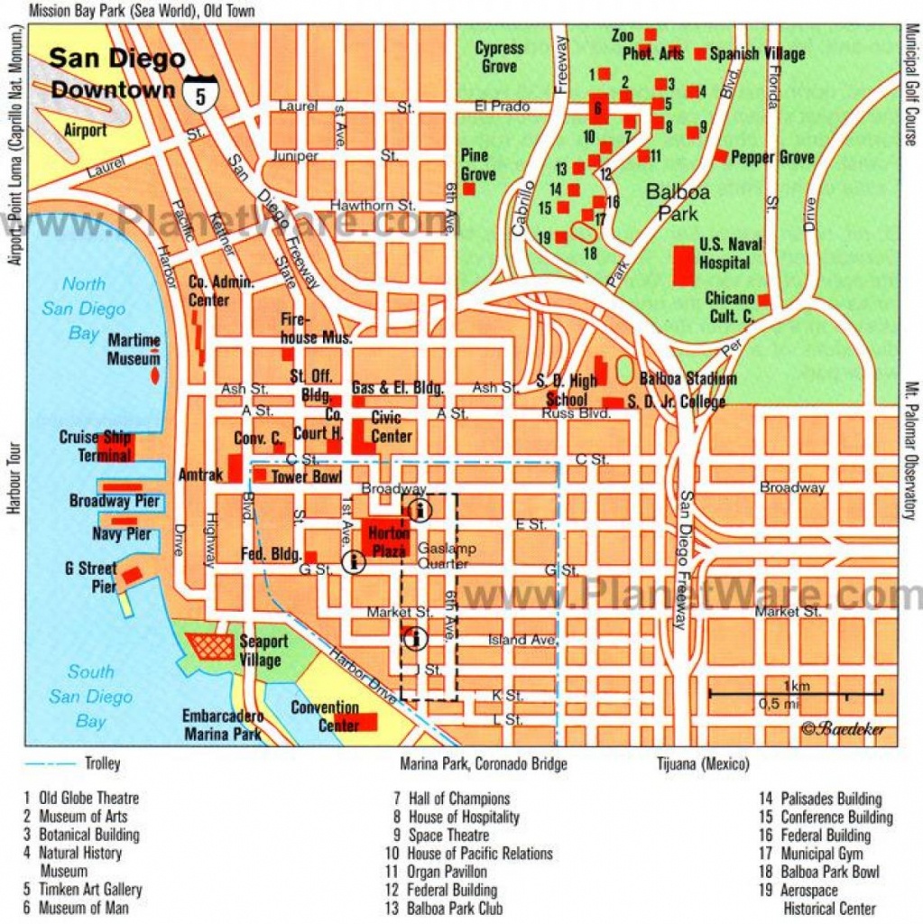 Downtown San Diego Map - Map Of Downtown San Diego (California - Usa) - Printable Map Of Downtown San Diego