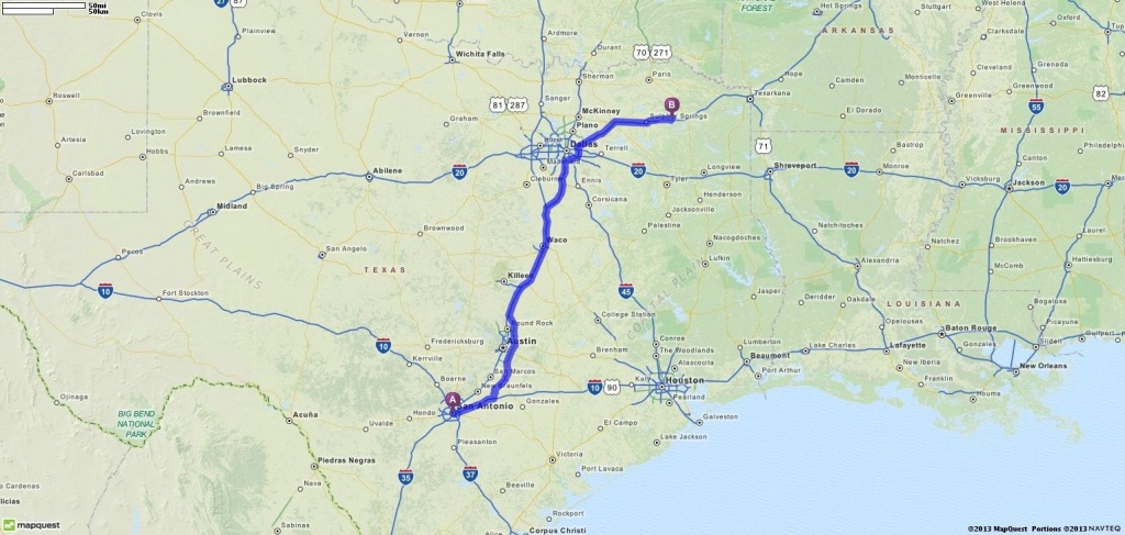 Driving Directions From San Antonio, Texas To Mount Vernon, Texas - Mapquest Texas Map
