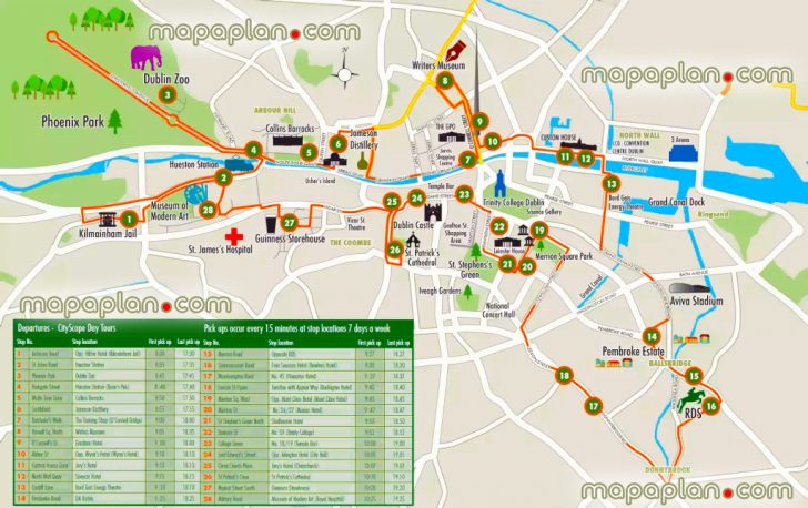 Dublin Tourist Map Printable