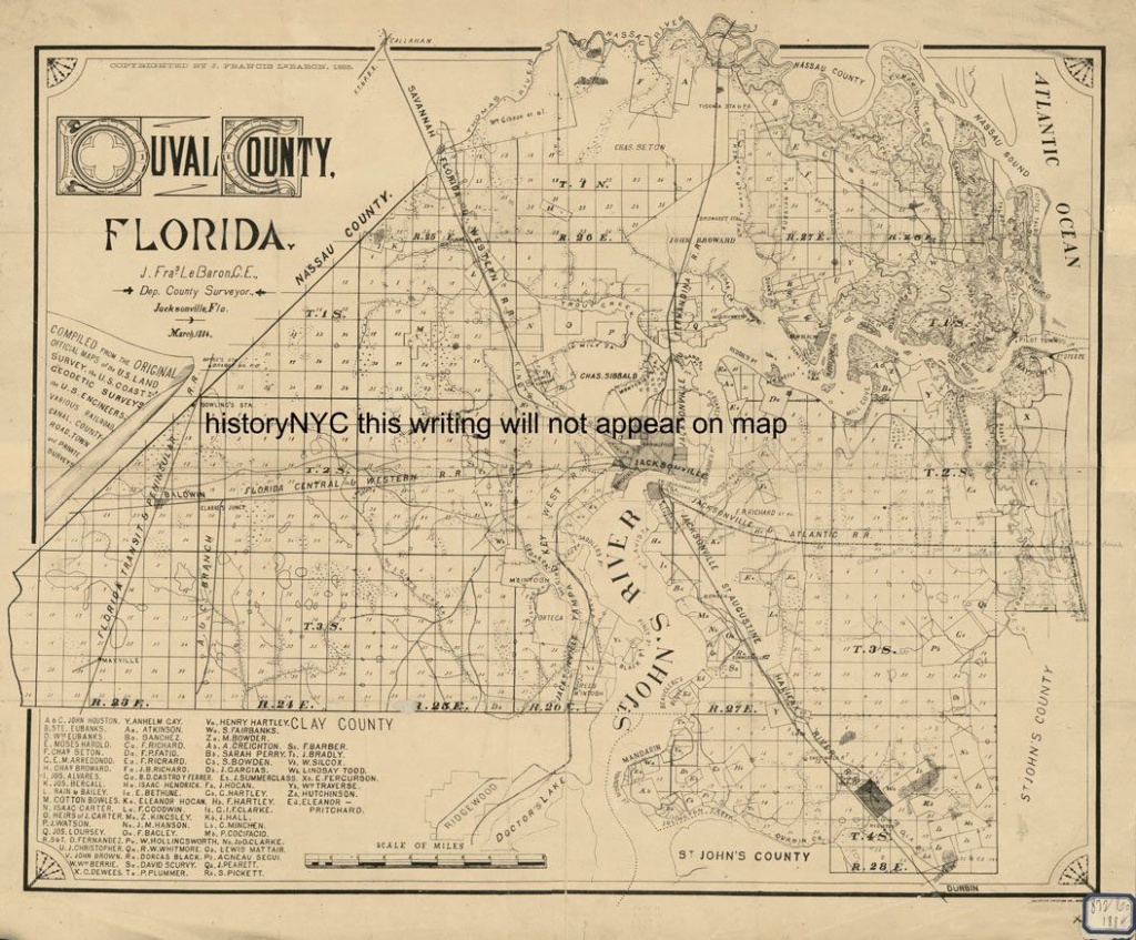 Duval Florida Maps | 1884 Large Land Ownership Map Duval County - Historic Florida Maps