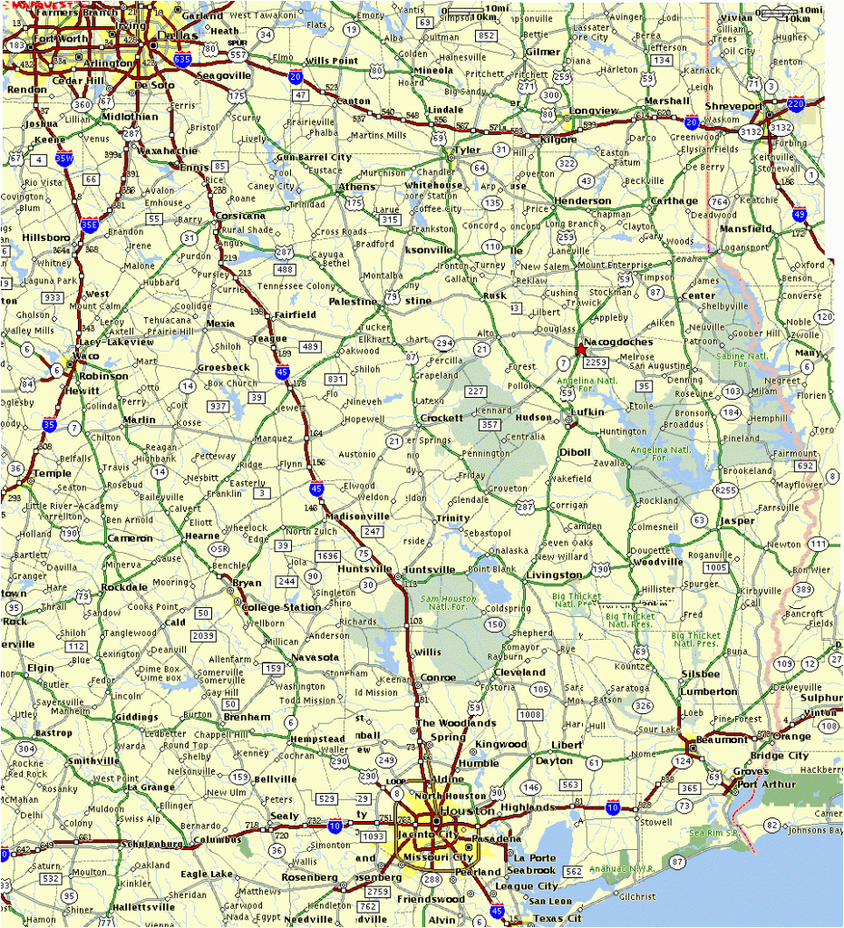 East Texas Map - Map Of East Texas With Cities