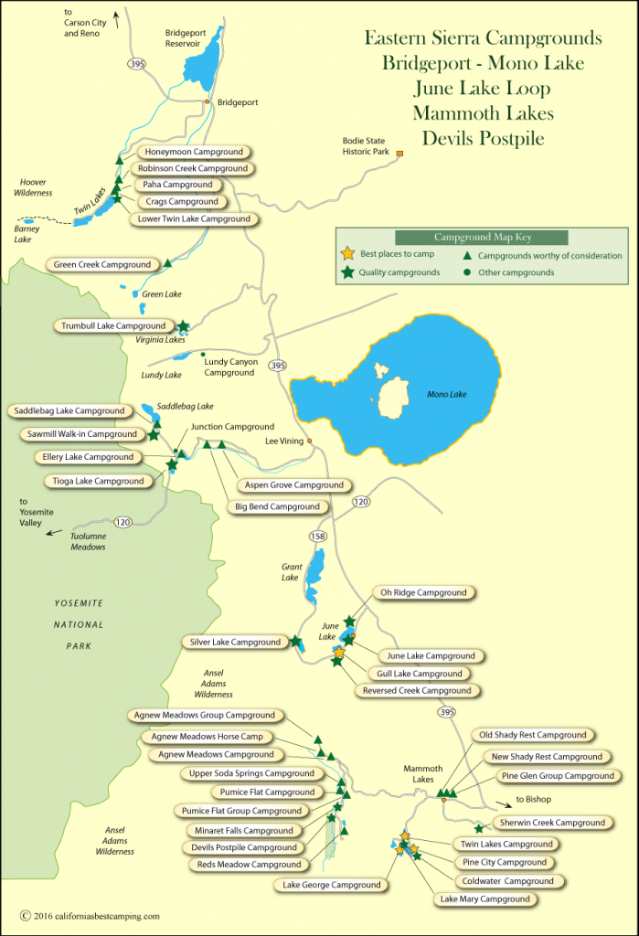 Eastern Sierra Campground Map - Map Eastern Sierras California