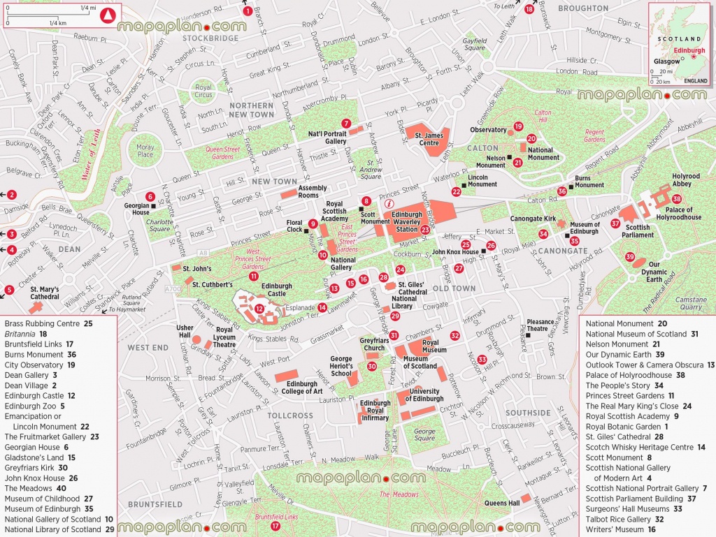 Edinburgh Maps - Top Tourist Attractions - Free, Printable City - Printable Map Of Edinburgh