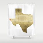 El Paso Hearts Texas Map Gold Foil Shower Curtainhuntleigh   Texas Map Shower Curtain