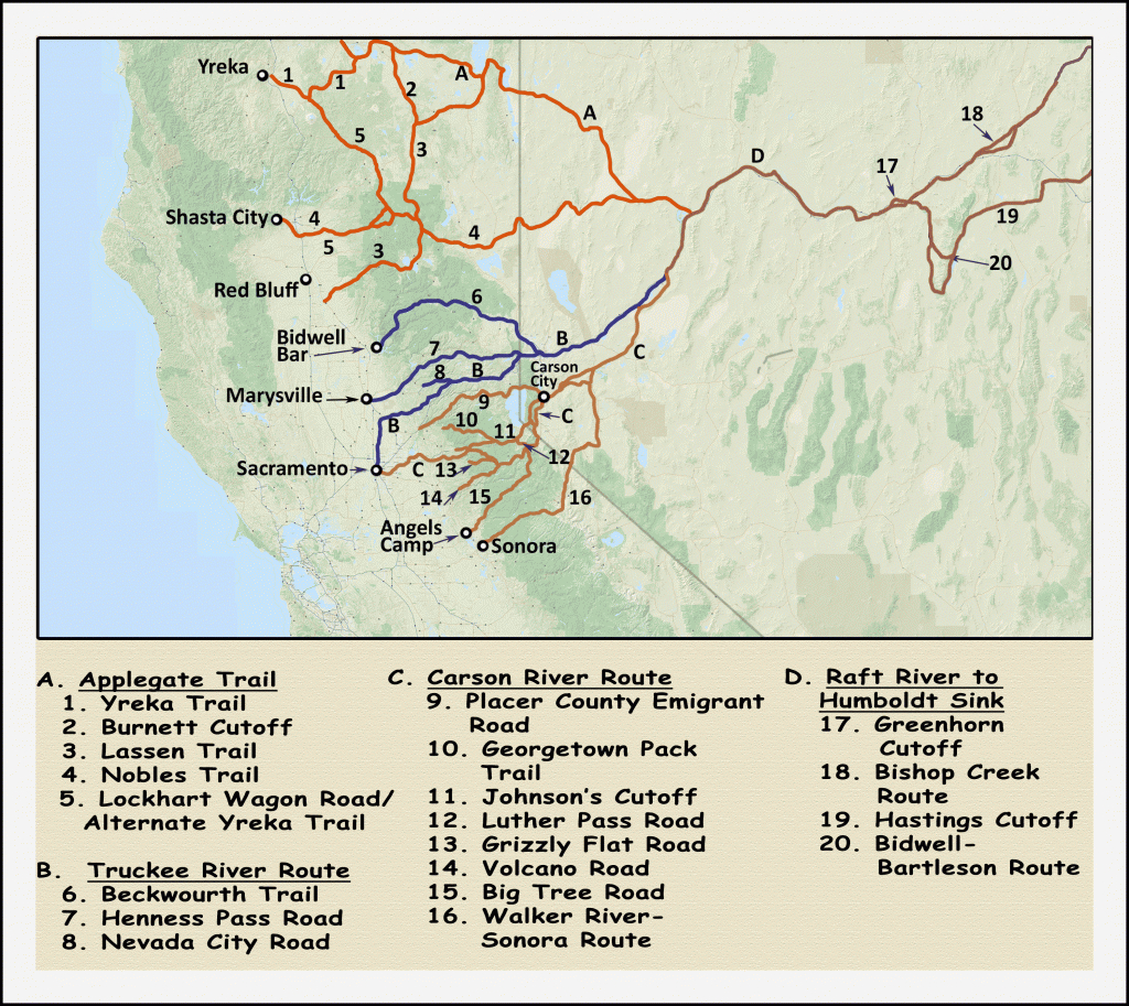 Emigrant Trails Of Nevada And California | California-Nevada Chapter - California Trail Map
