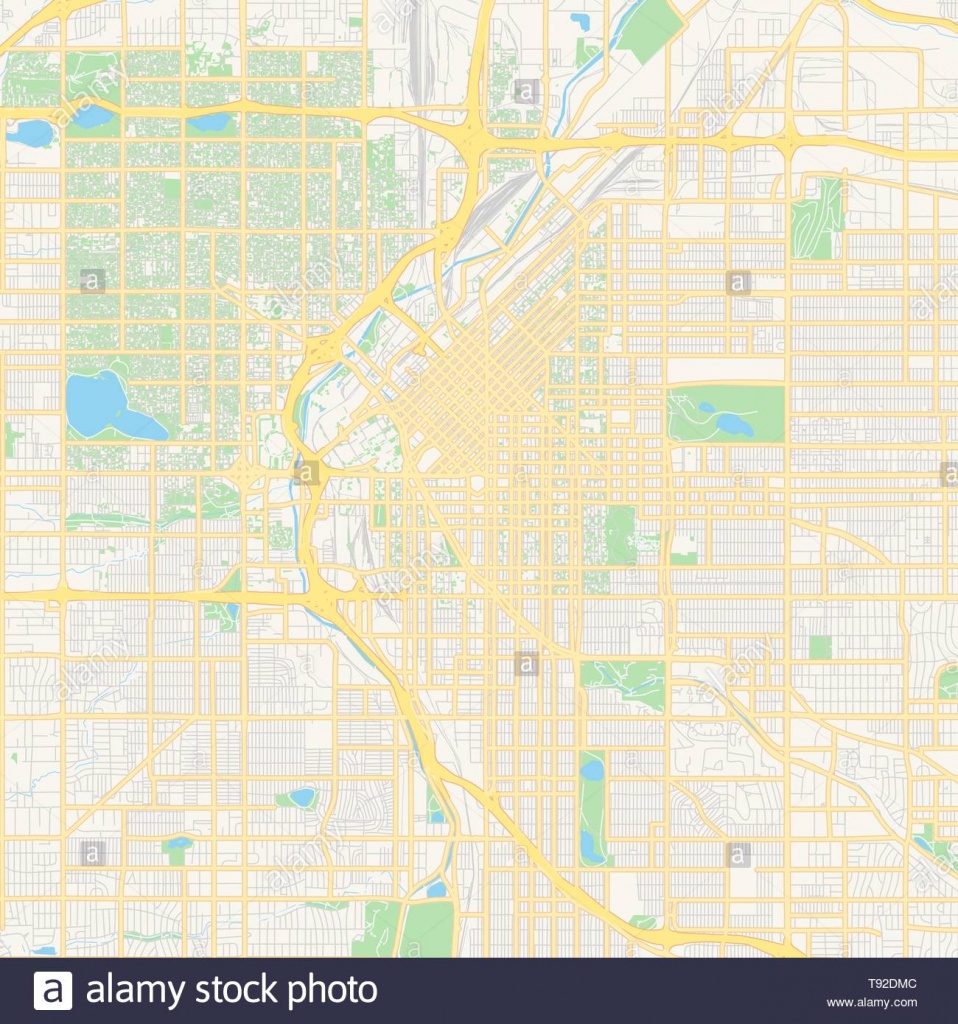 Empty Vector Map Of Denver, Colorado, Usa, Printable Road Map - Printable Road Map Of Colorado