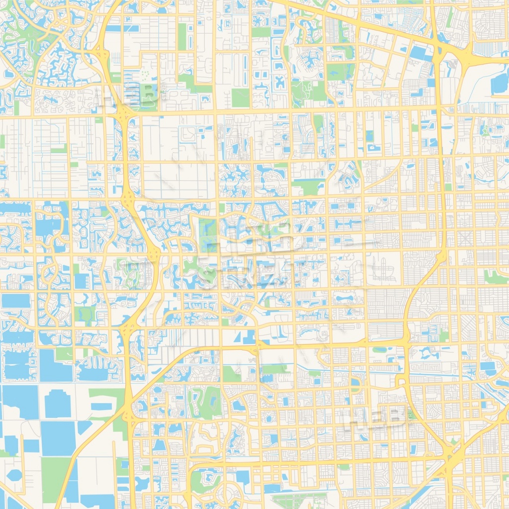 Empty Vector Map Of Pembroke Pines, Florida, Usa | Hebstreits Sketches - Pembroke Pines Florida Map