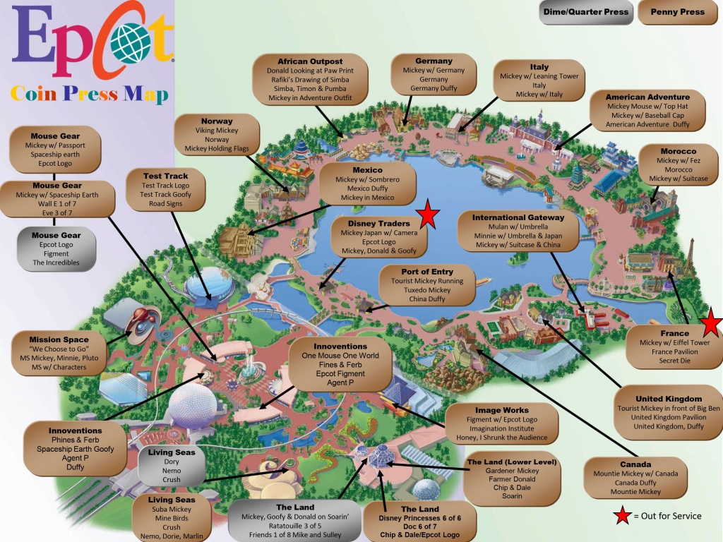 Epcot Pressed Pennies Map | Mickey Magic In 2019 | Epcot Map, Disney - Printable Map Of Epcot 2015
