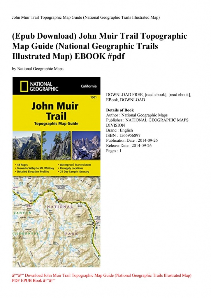 Epub Download) John Muir Trail Topographic Map Guide (National - National Geographic Topo Maps California