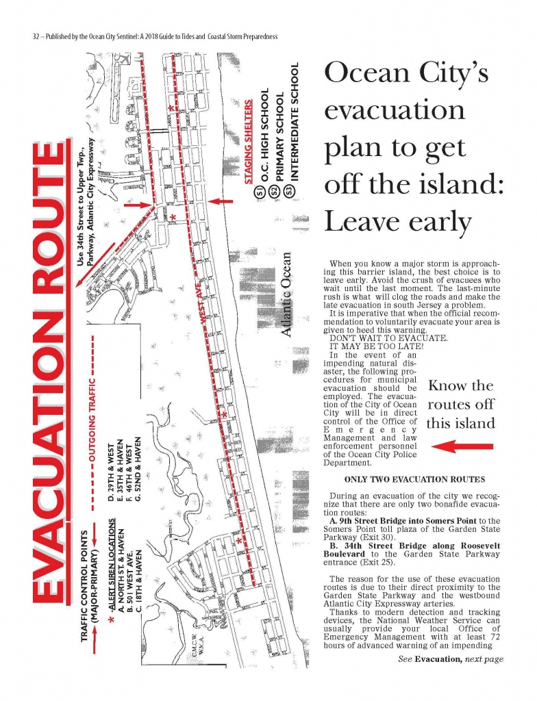 Evacuation Route Map - Printable Street Map Ocean City Nj