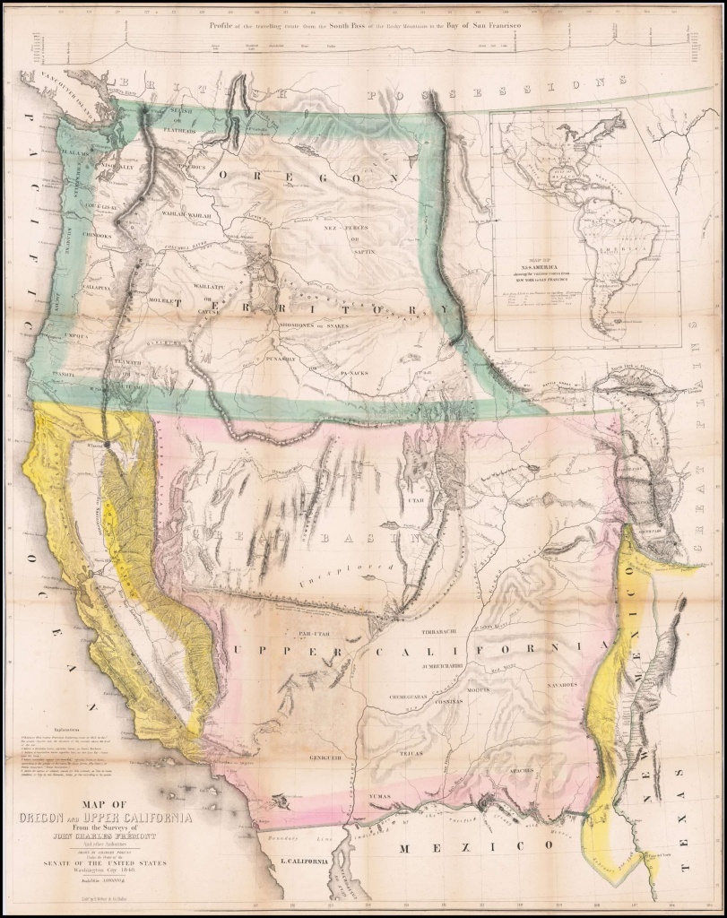 Extremely Rare California Gold Rush Edition Of Fremont&amp;#039;s Epochal Map - Gold In California Map