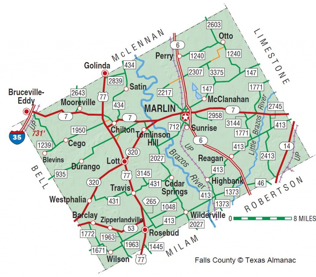 Falls County | The Handbook Of Texas Online| Texas State Historical - Falls County Texas Map