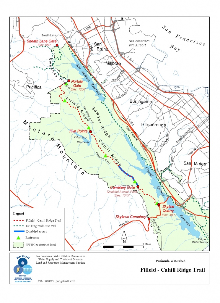 Fifield-Cahill Ridge Trail Map - Pacifica California • Mappery - Pacifica California Map