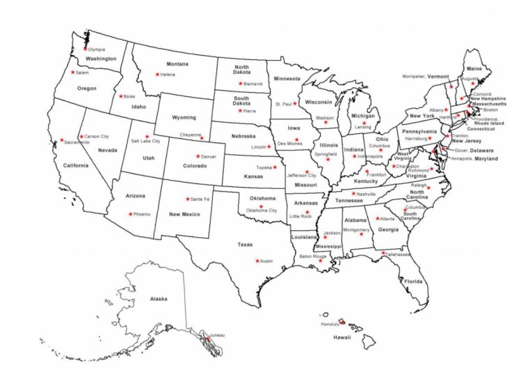 50 States And Capitals Map Quiz Printable
