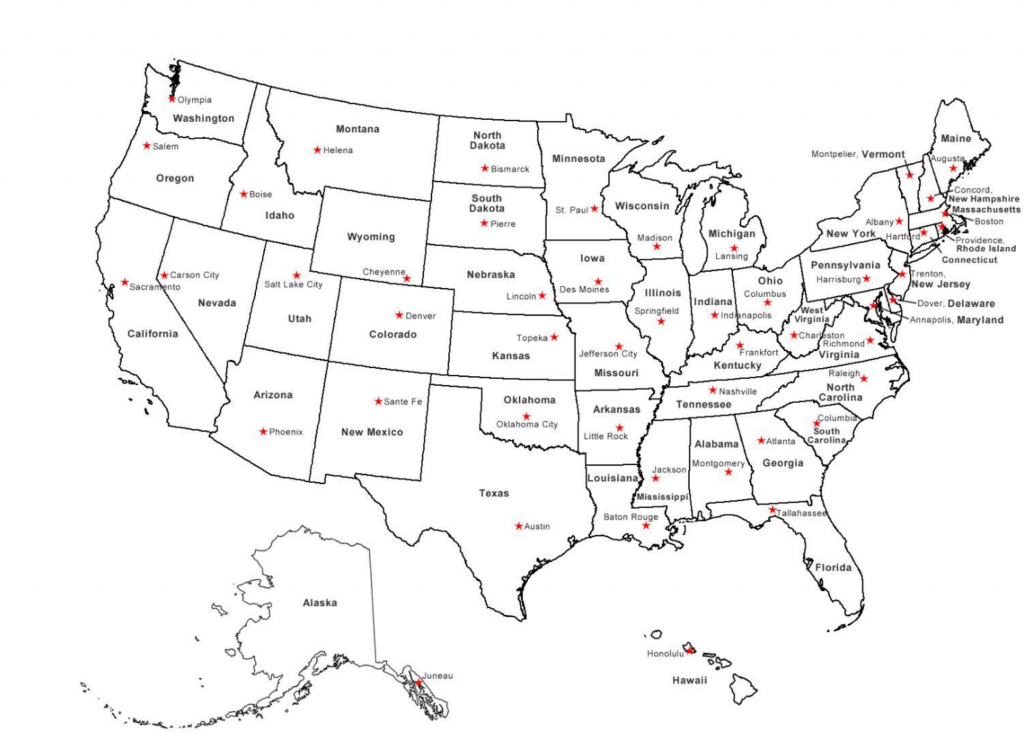 Fifty States And Capitals Map And Travel Information | Download Free - 50 States And Capitals Map Quiz Printable