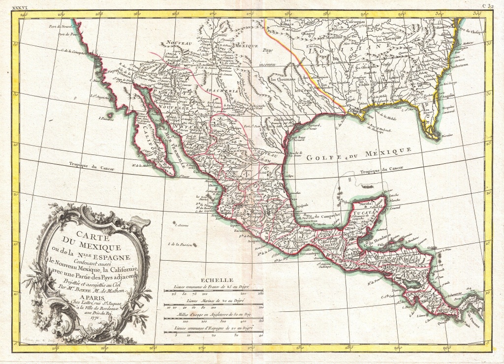 File:1771 Bonne Map Of Mexico (Texas), Louisiana And Florida - Mexico Florida Map