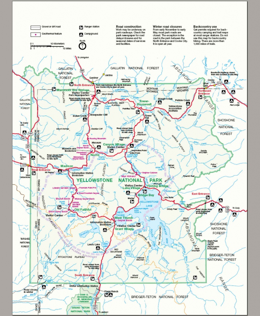 Printable Map Of Yellowstone National Park Free Printable Maps