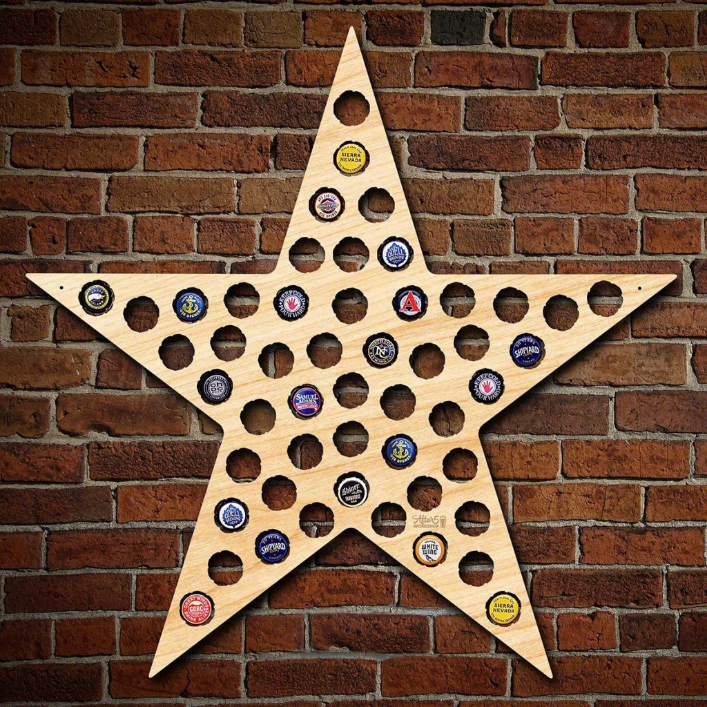 Five Point Texas Star Bottle Cap Holder - Texas Beer Cap Map