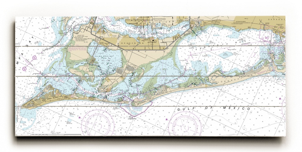 Fl: Anna Maria Island, Longboat Key, Fl Nautical Chart Sign - Florida Keys Nautical Map