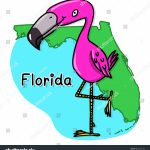 Flamingo Over State Florida Map Illustration Illustration De Stock   Florida Cartoon Map