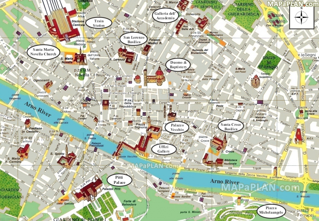 Florence Maps - Top Tourist Attractions - Free, Printable City - Florence City Map Printable