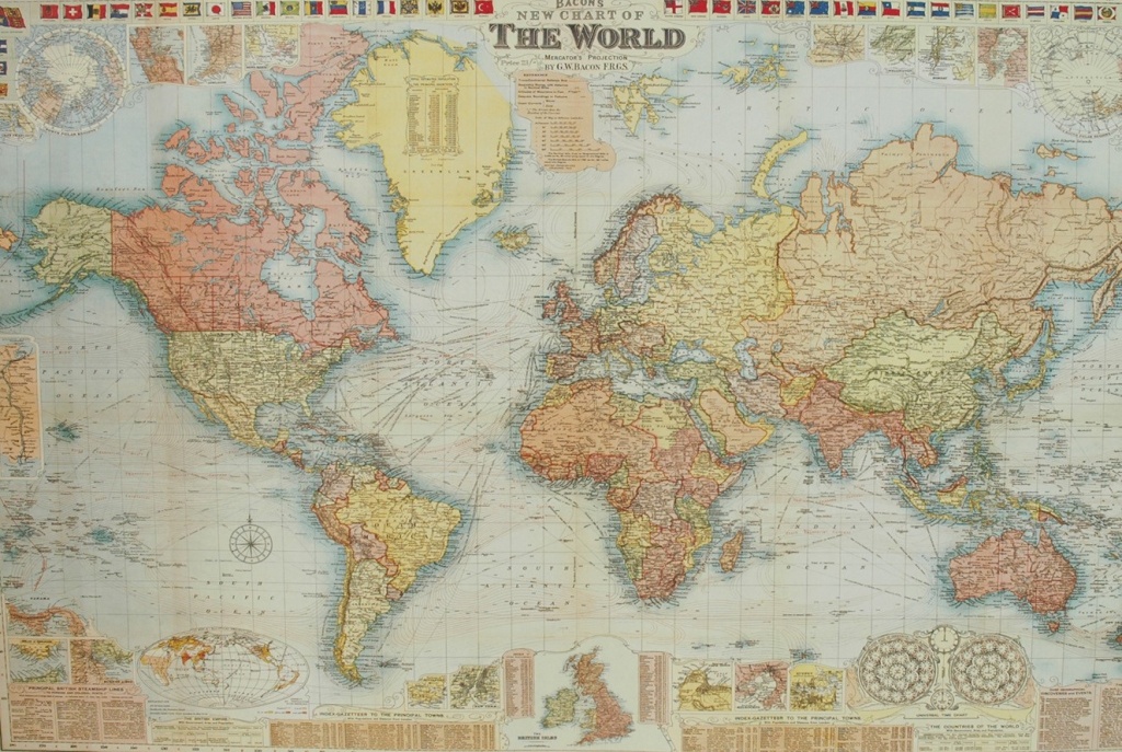 Florentine Print World Map Gw Bacon - Printable Map Paper