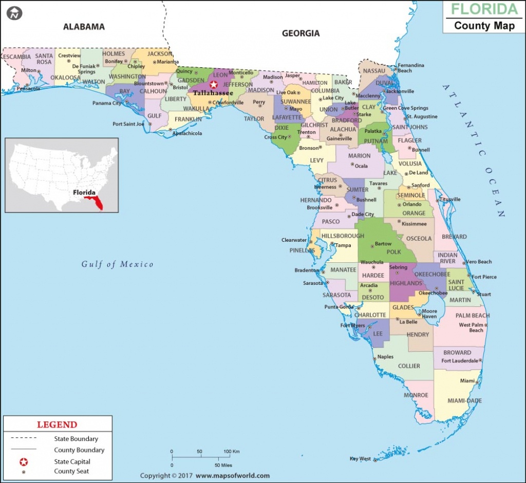 Florida County Map, Florida Counties, Counties In Florida - Map Of Southern Florida Gulf Side