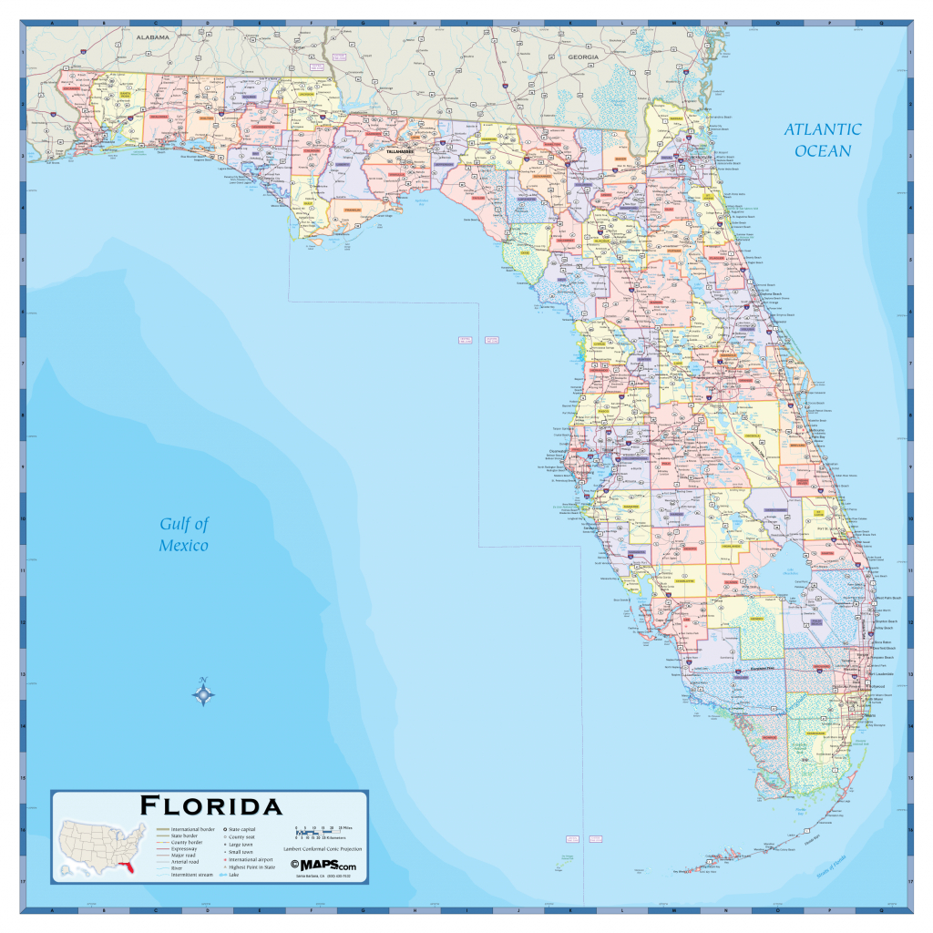 Florida County Wall Map - Maps - Florida Wall Maps For Sale