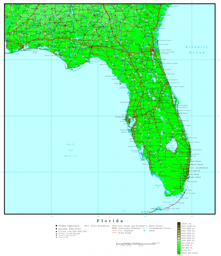 Florida Elevation Map - Map Of Florida Including Boca Raton