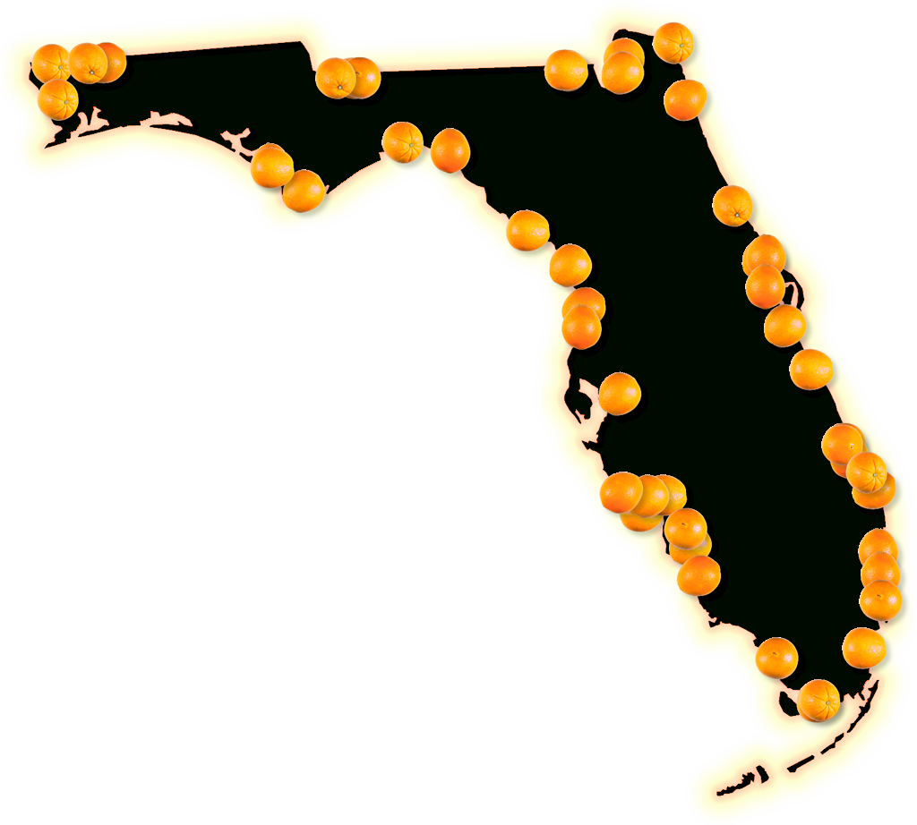 Florida &amp;quot;fancy Frame&amp;quot; Style Maps In 30 Styles - Orange Florida Map