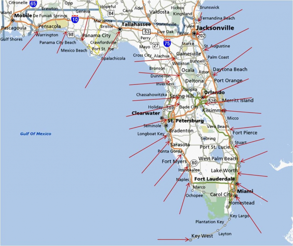 Florida Gulf Coast Beaches Map | M88M88 - Map Of Florida West Coast