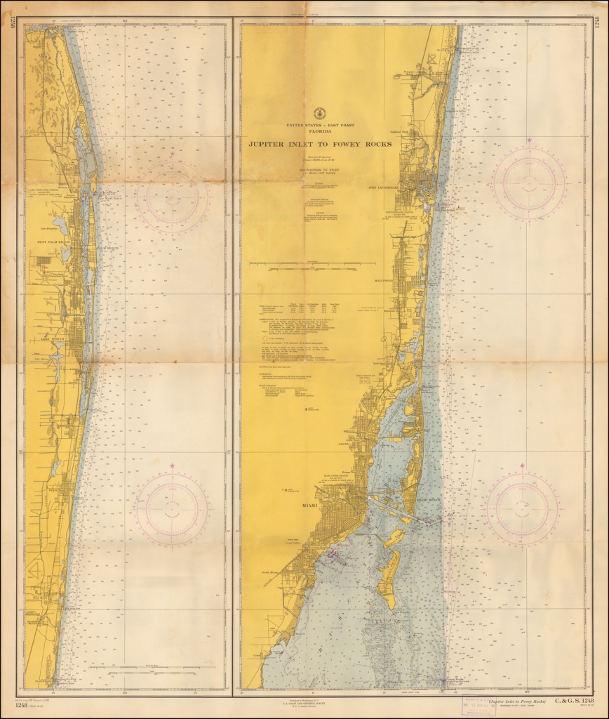 Florida Jupiter Inlet To Fowrey Rocks - Barry Lawrence Ruderman - Jupiter Inlet Florida Map