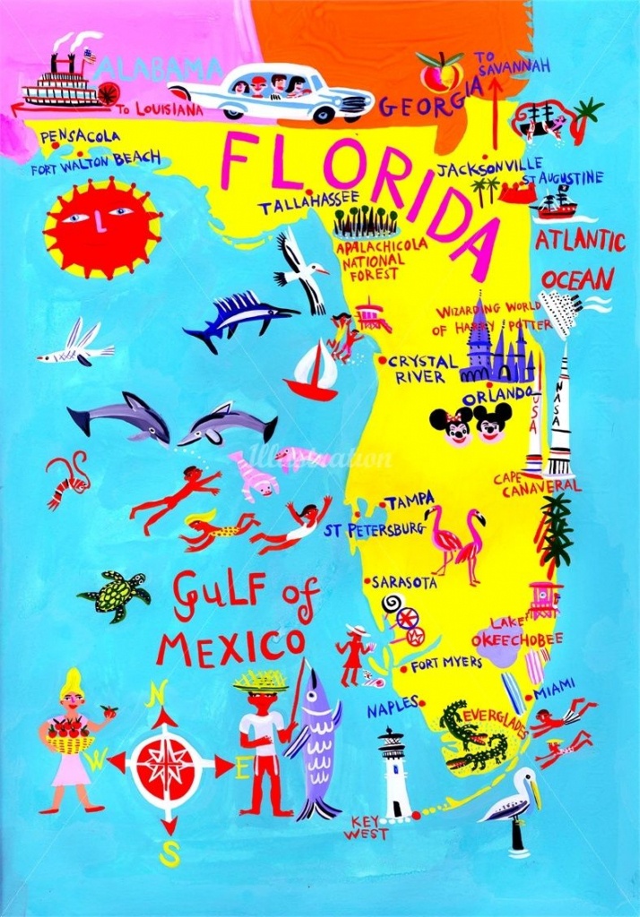 Florida Map Illustrationchristopher Corr … | The Best - Florida Tourist Map