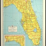 Florida Map Of Florida Wall Art Decor Colorful Yellow Vintage | Etsy   Map Of Florida Wall Art